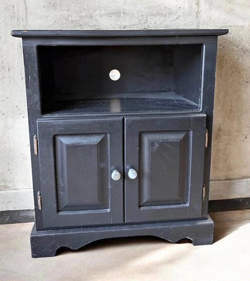 Black 2-Door Cabinet Stand - TV, Microwave, Nightstand, Storage