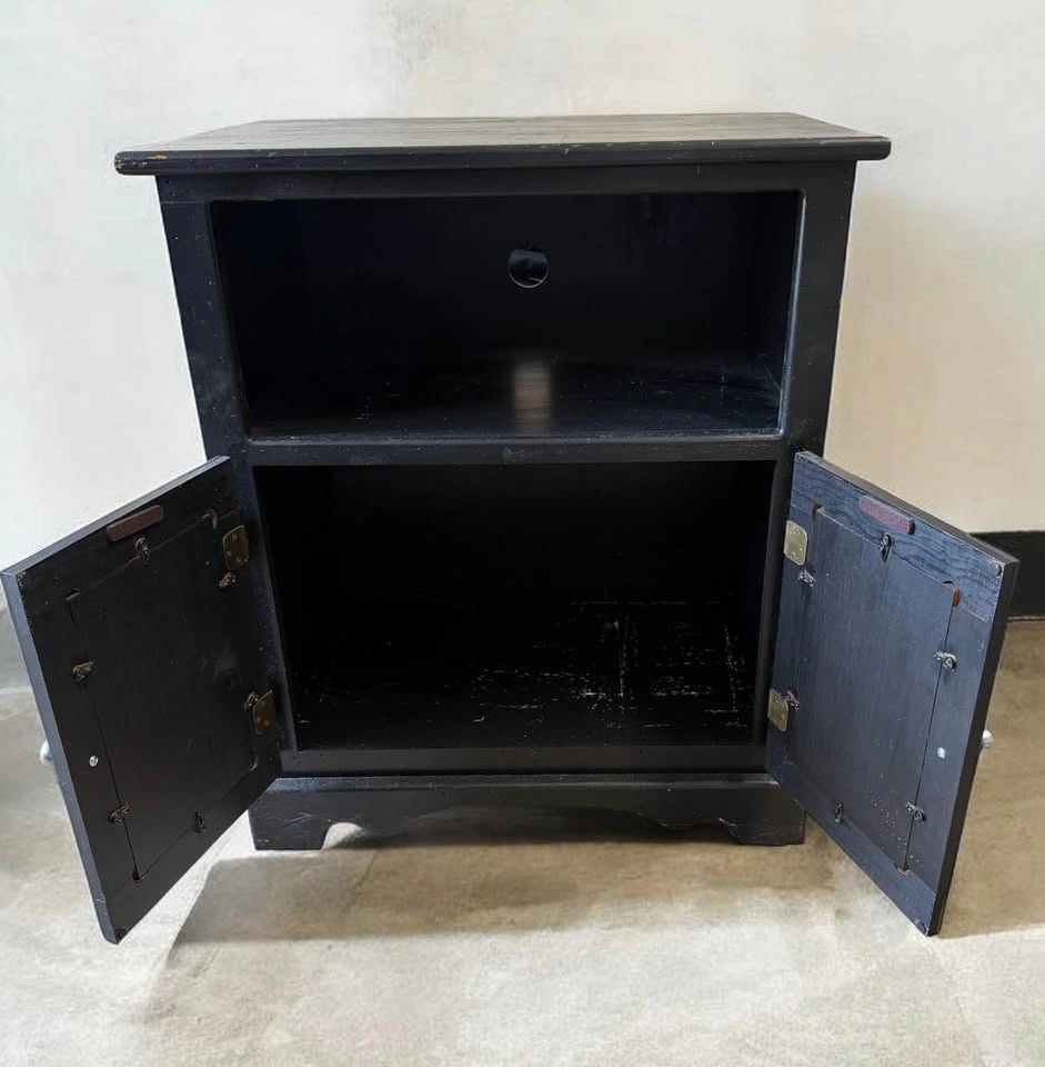 Black 2-Door Cabinet Stand - TV, Microwave, Nightstand, Storage - photo 4