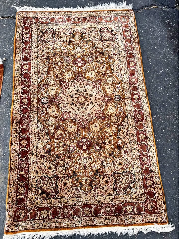 Kirman 3x5’ Rug Pure Silk Pile Oriental Area Rugs Carpet Hand Kn