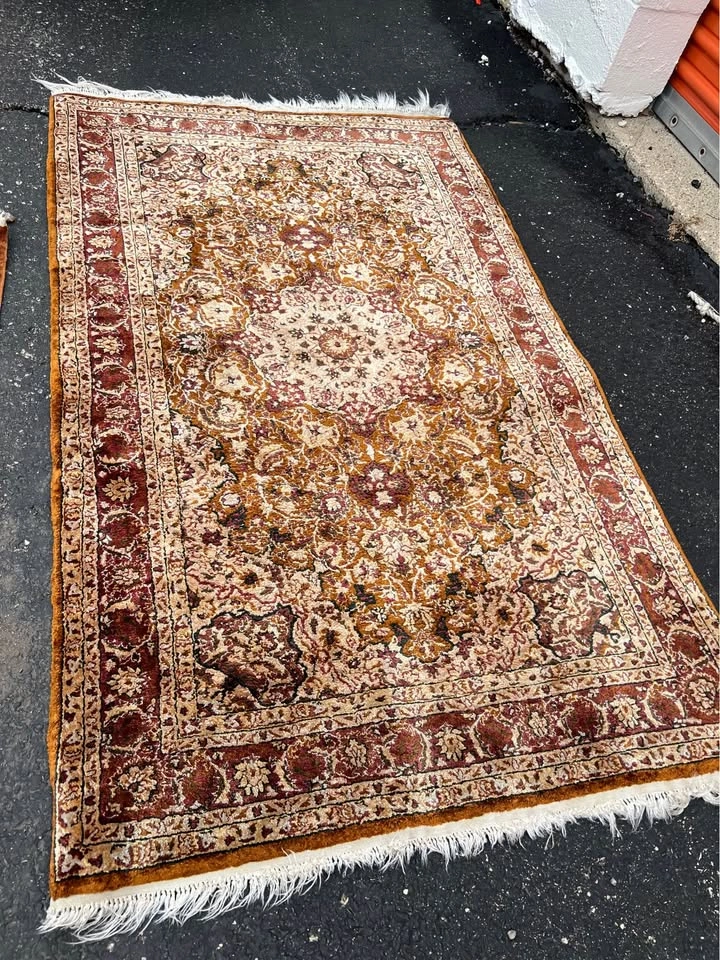 Kirman 3x5’ Rug Pure Silk Pile Oriental Area Rugs Carpet Hand Kn - photo 4