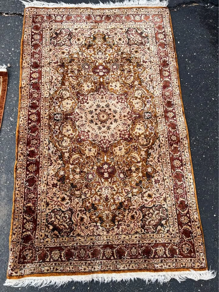 Kirman 3x5’ Rug Pure Silk Pile Oriental Area Rugs Carpet Hand Kn - photo 5