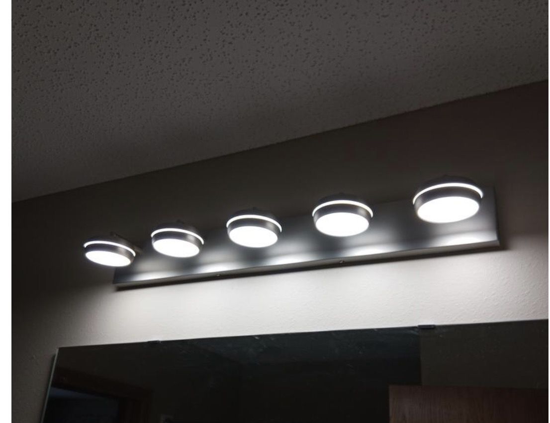 35.43 in. 5-Light Nickel LED Bathroom 🥕 Vanity Light