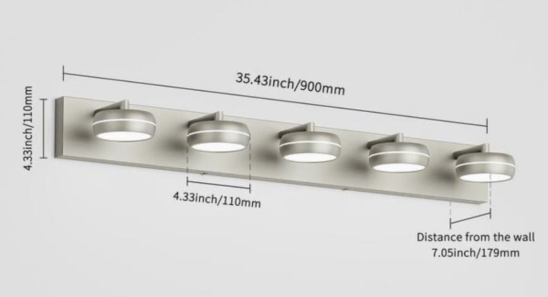 35.43 in. 5-Light Nickel LED Bathroom 🥕 Vanity Light - photo 5