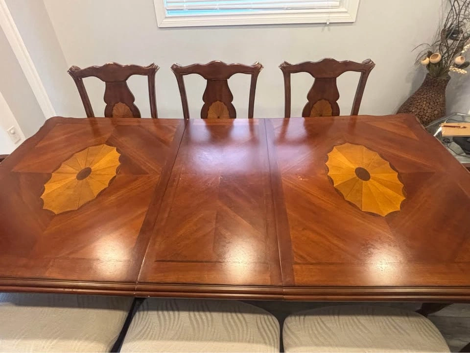 Elegant Dining Table Set with 8 Chairs – Inlay Wood Design - photo 4