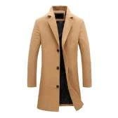 Men's Beige Stylish Long Winter Trench Coat - Large