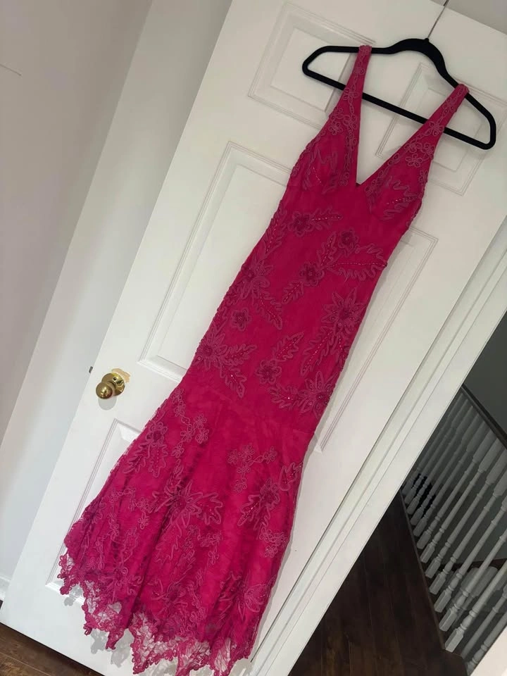 Hot pink evening gown