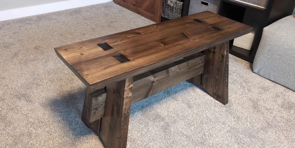 Handmade Rustic Wood Bench - photo 2