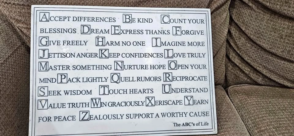 RARE & VINTAGE: House Parts Inc. "The ABC's of Life" Marble Plaq
