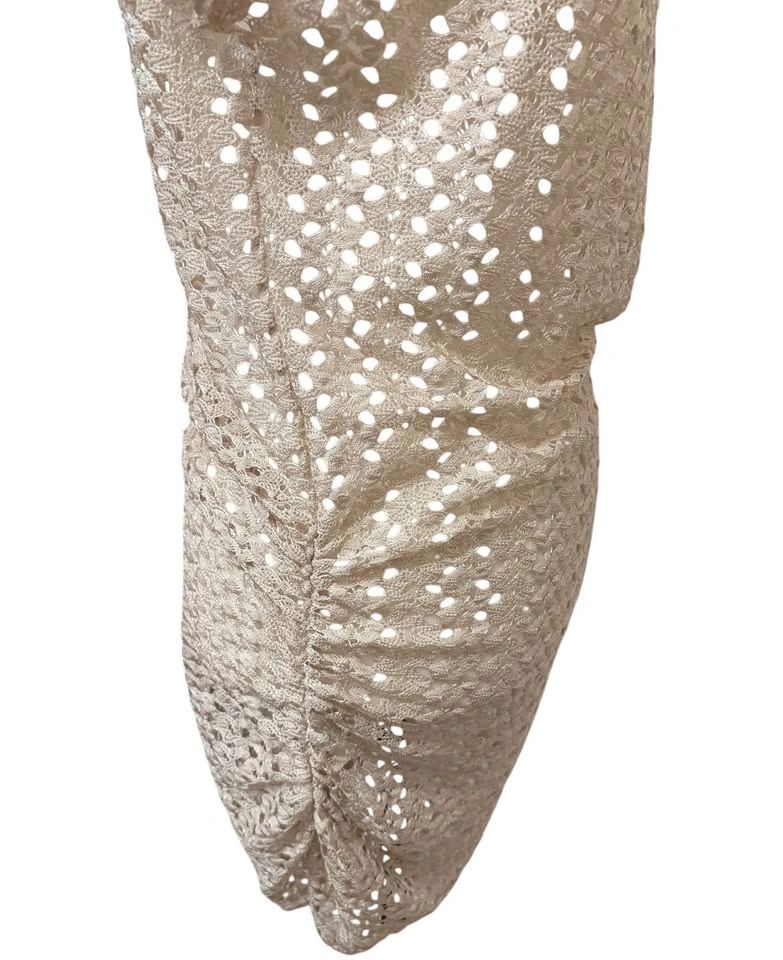 Cover Me Crochet Knit Swim Cover Up Dress Small Beige Metallic S - photo 4