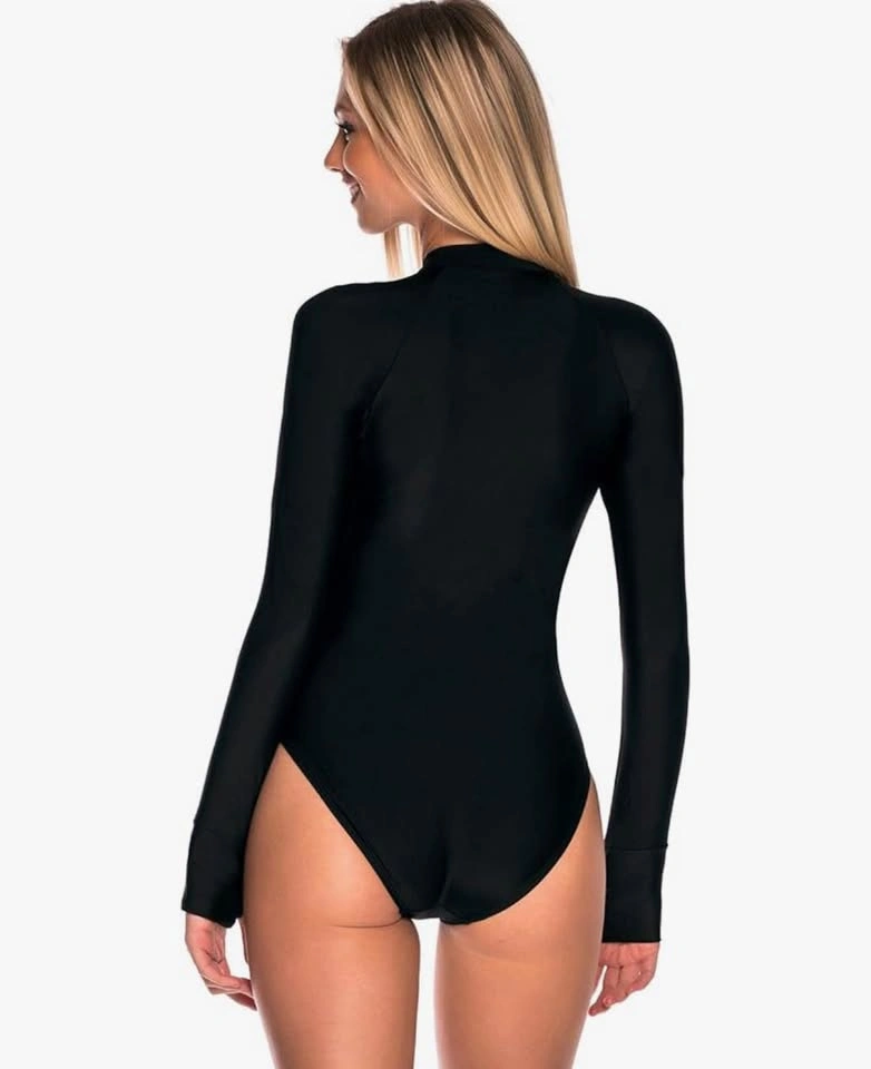 Relleciga Black Medium Long Sleeve One Piece Swimsuit - photo 3
