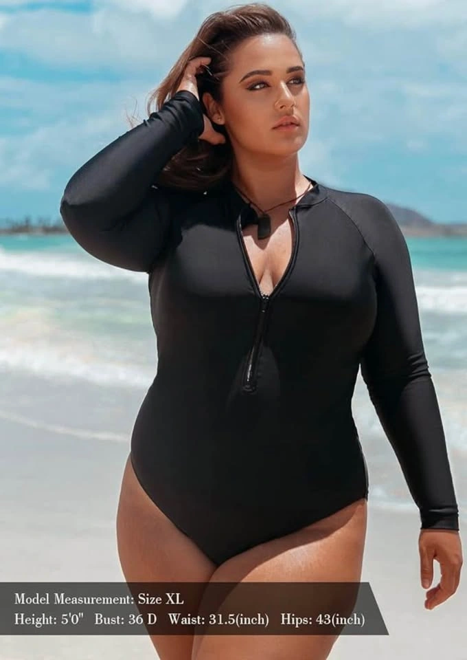 Relleciga Black Medium Long Sleeve One Piece Swimsuit - photo 5