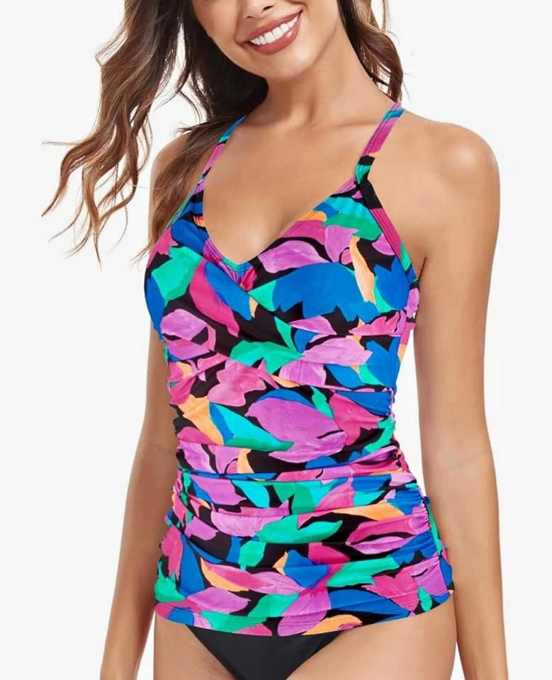 NEW Relleciga 90's Style Plus Size XXL Colourful Tankini Top