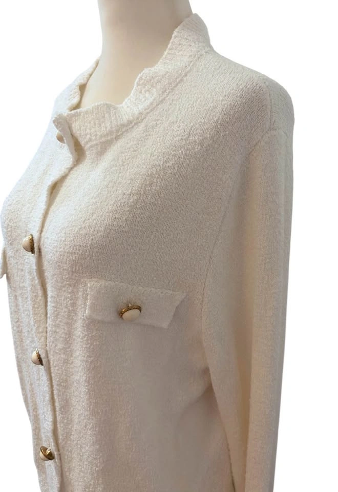 Mango MNG Textured Knit Large Cardigan White Boucle Style Sweate - photo 3