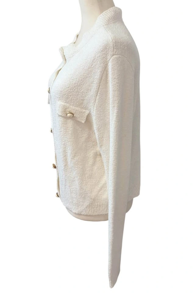 Mango MNG Textured Knit Large Cardigan White Boucle Style Sweate - photo 4