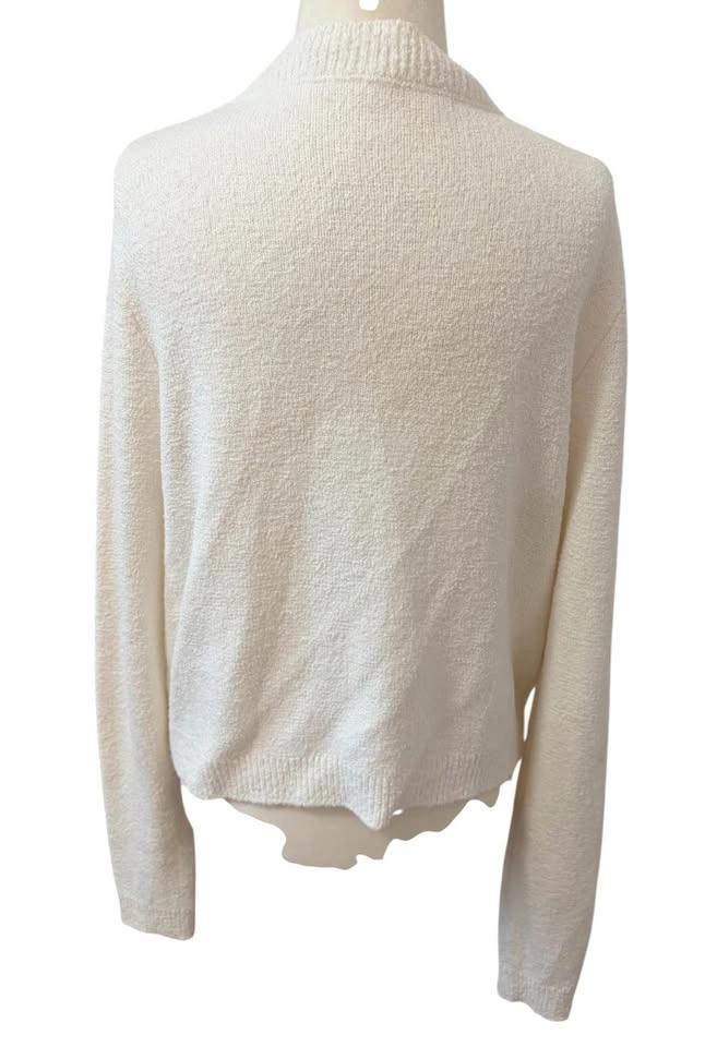Mango MNG Textured Knit Large Cardigan White Boucle Style Sweate - photo 5
