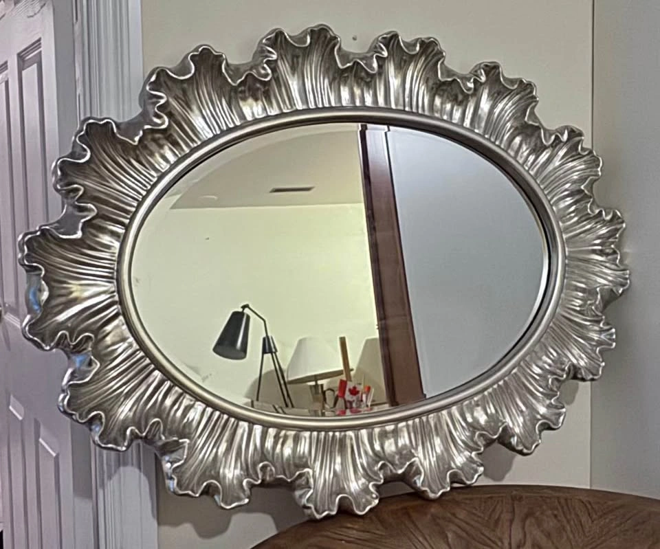 Silver ornate oval mirror - photo 2