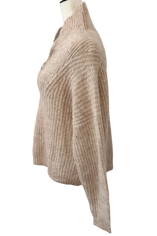 George Womens Quarter Zip Ribbed Knit Sweater Size Large Beige O - photo 5