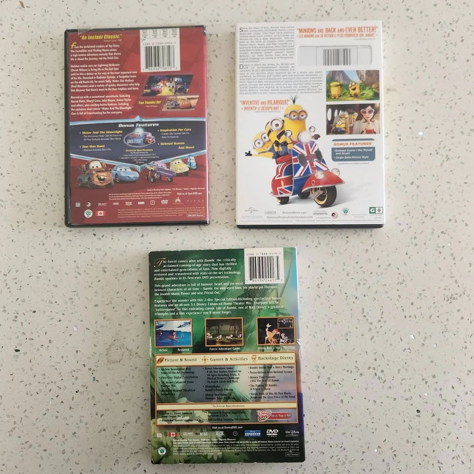 Animated DVDs: Bambi, Cars, Minions - photo 2