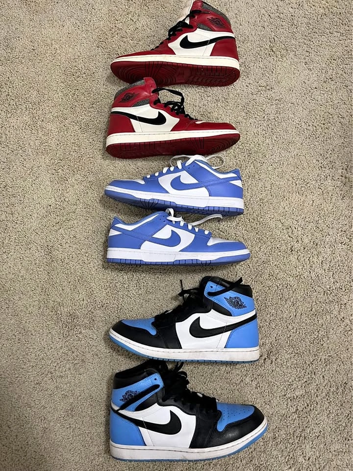Jordan 1 "Reimagined", "UNC Toe", SB Dunk "UNC" - Size 11