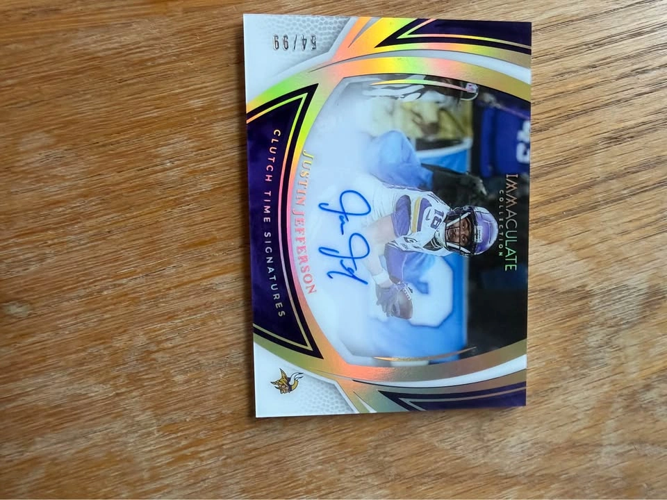 Justin Jefferson Vikings Autographed Football Card 54/99 - photo 3