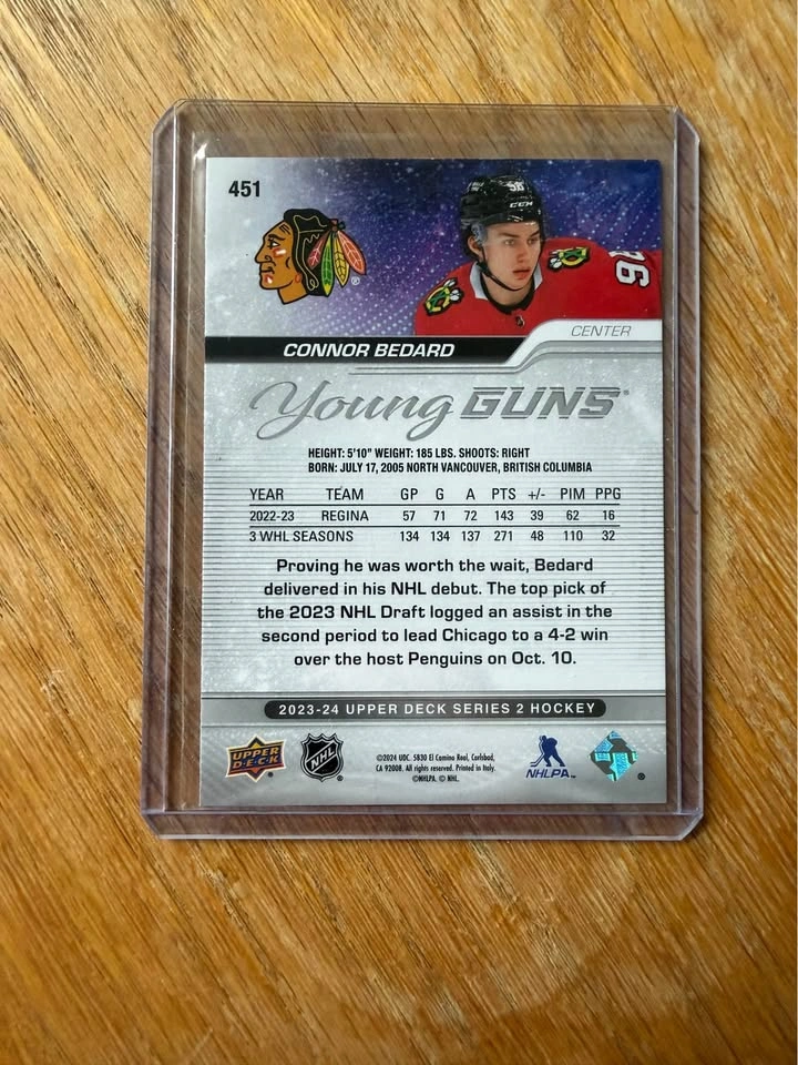 Connor Bedard Hockey Cards - Upper Deck Young Guns & 2023 Draft - photo 3