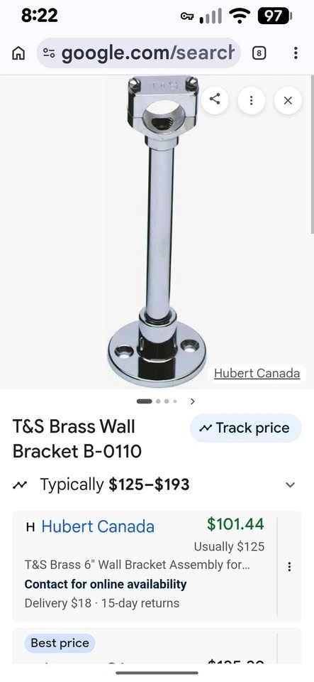 6" Wall Bracket for 1/2" Riser Pipe - photo 3
