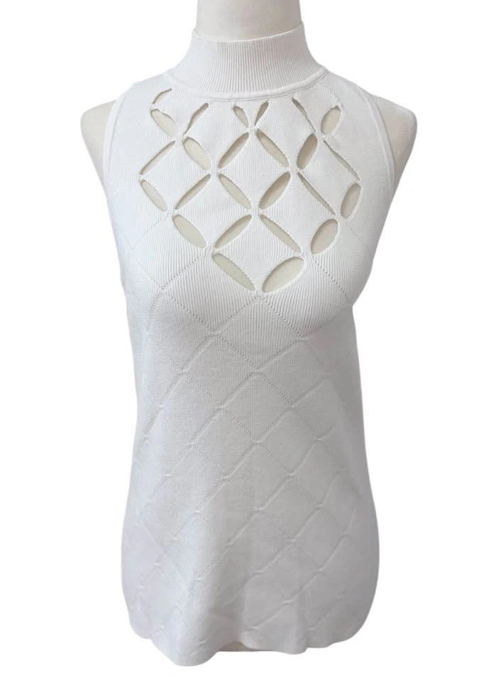 White House Black Market XS Sleeveless Cutout Mock Neck Knit She - photo 2