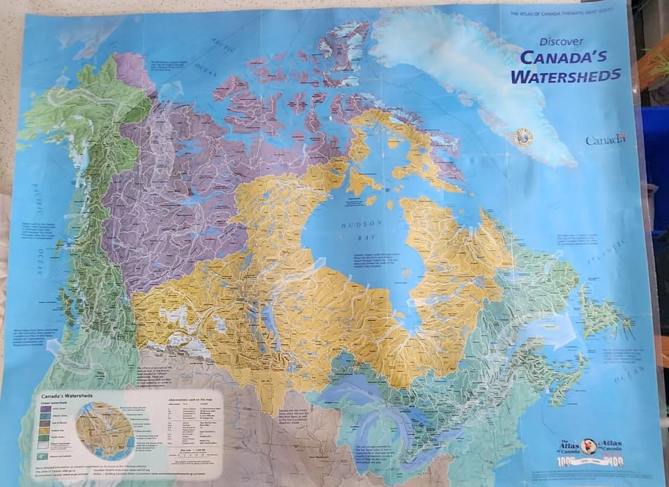 Canada Watersheds Laminated Map (42"x38")