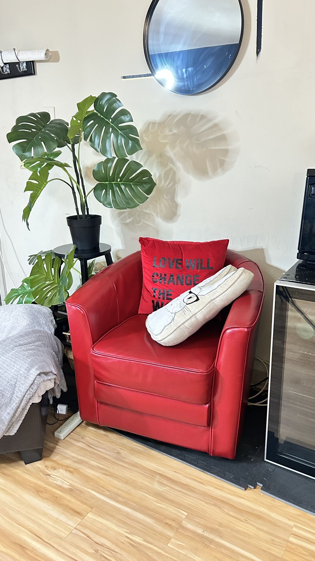 Moving Sale! Red Swivel Chair