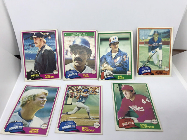 1981 OPC Baseball lot of 7 cards + poster