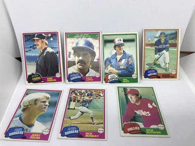 1981 OPC Baseball lot of 7 cards + poster thumbnail
