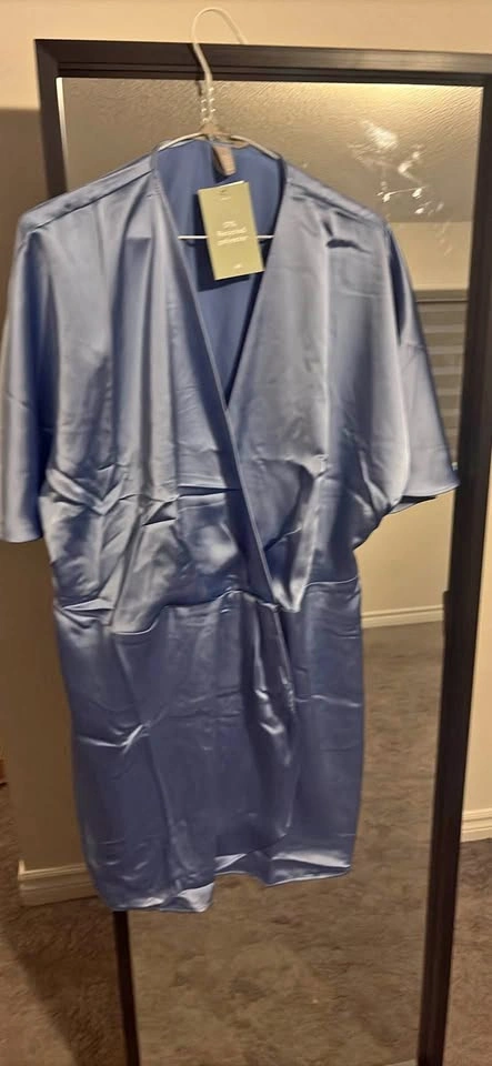 H&M Light Blue Satin Wrap Dress