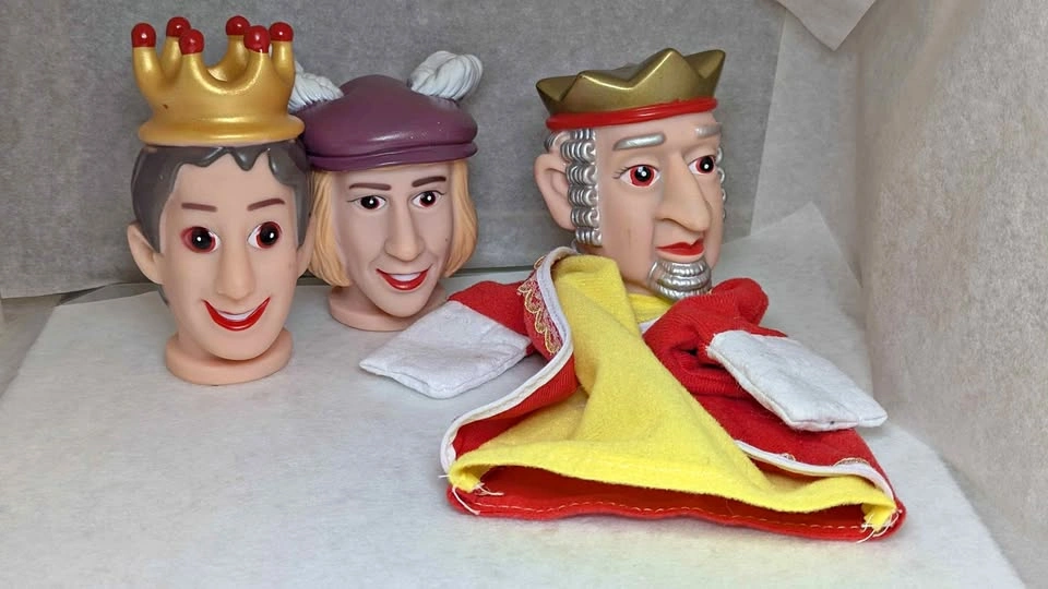 3 Puppet Heads (1 with Body) Vintage Style Punch and Judy
