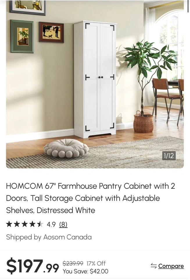 67" Farmhouse Pantry Cabinet - photo 2