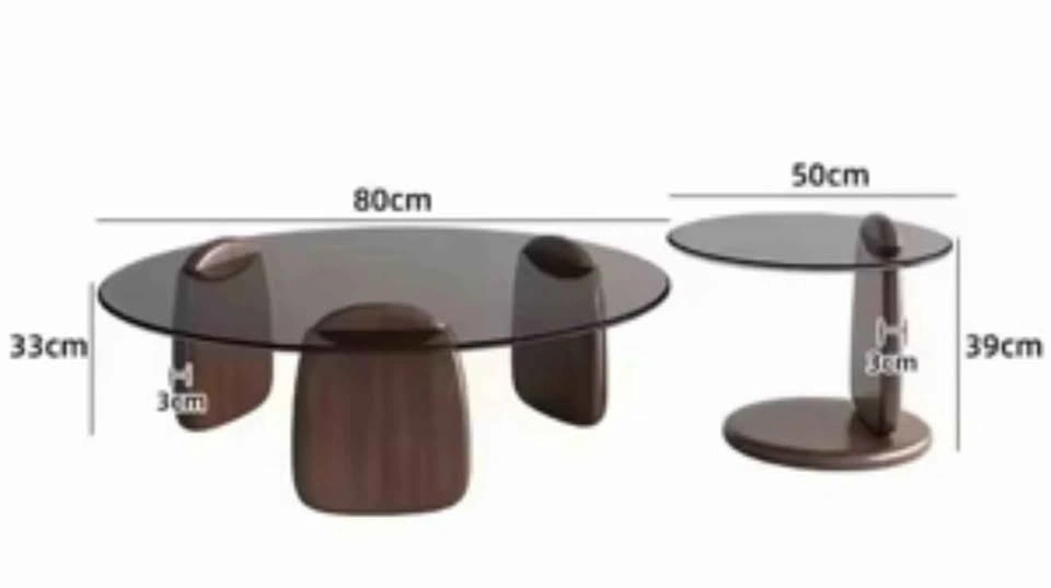 2 piece Stylish round glass coffee table - photo 2
