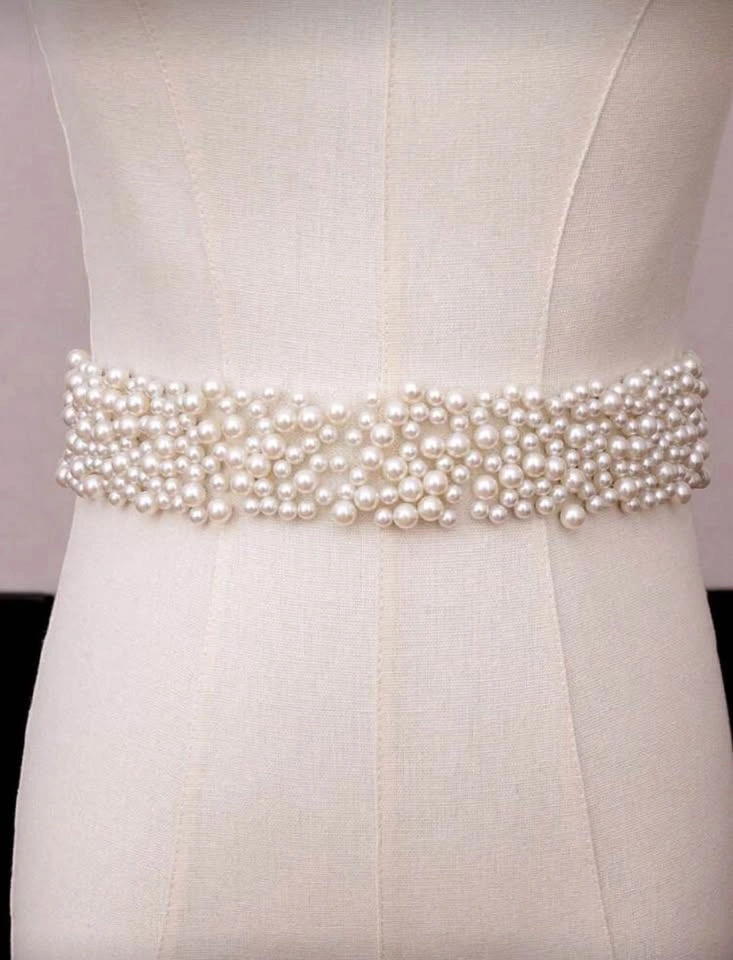 Pearl Beaded Waistband Gauze Tie-Up - photo 2