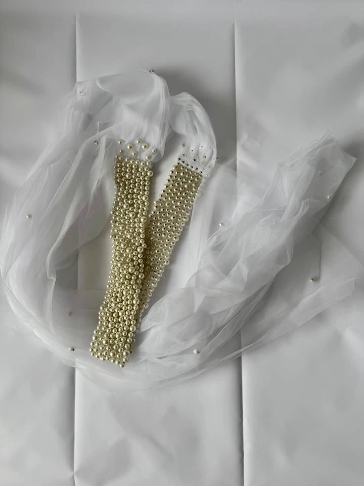 Pearl Beaded Waistband Gauze Tie-Up - photo 4