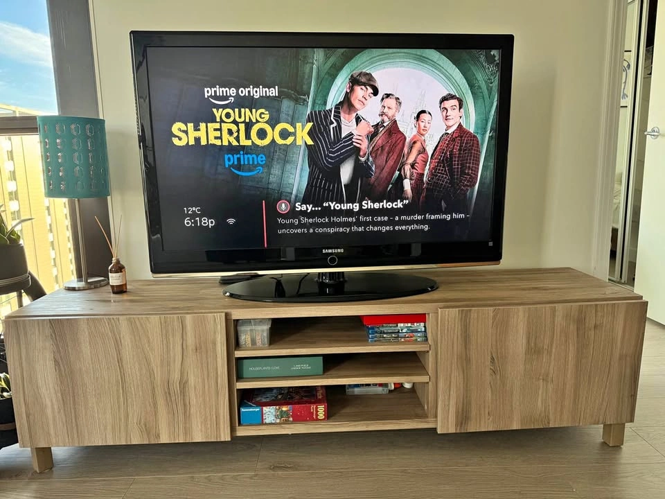 Walnut TV Stand with Push Drawers