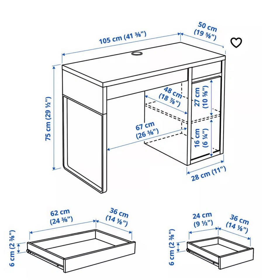 Ikea Micke White Desk - 105cm Wide - photo 5