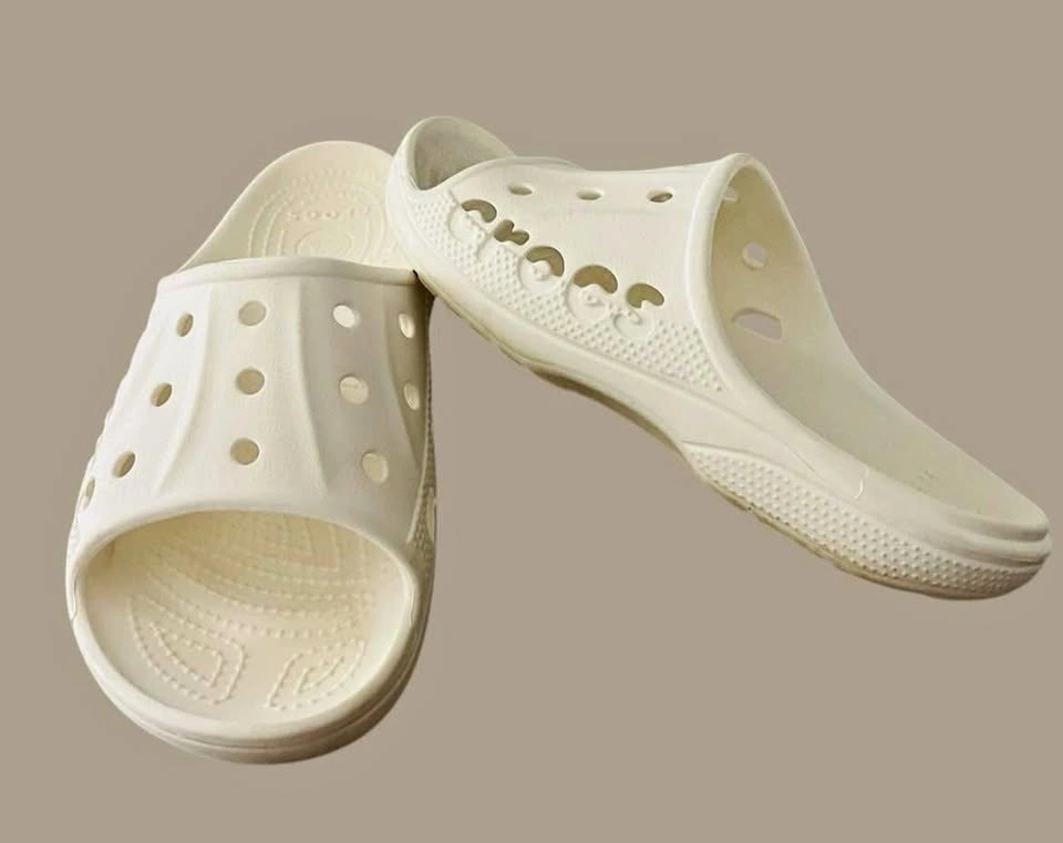 Crocs Baya Slide Size 9 Sandals White Casual Comfort Slip On Sho