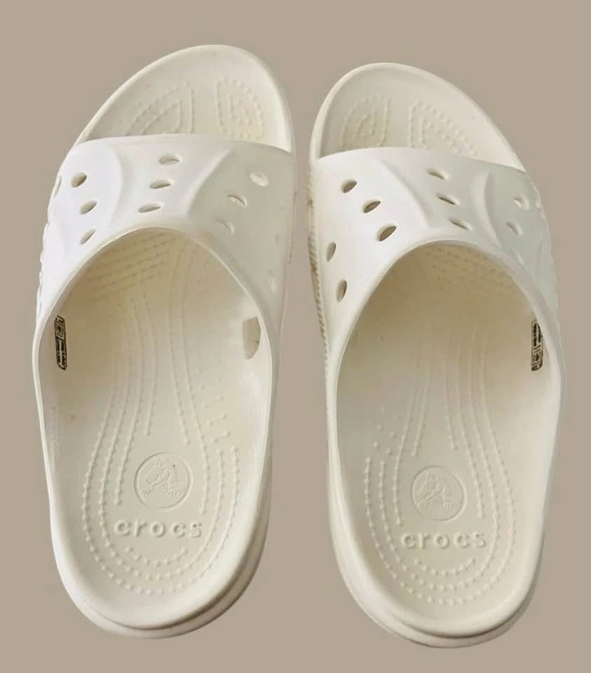 Crocs Baya Slide Size 9 Sandals White Casual Comfort Slip On Sho - photo 5