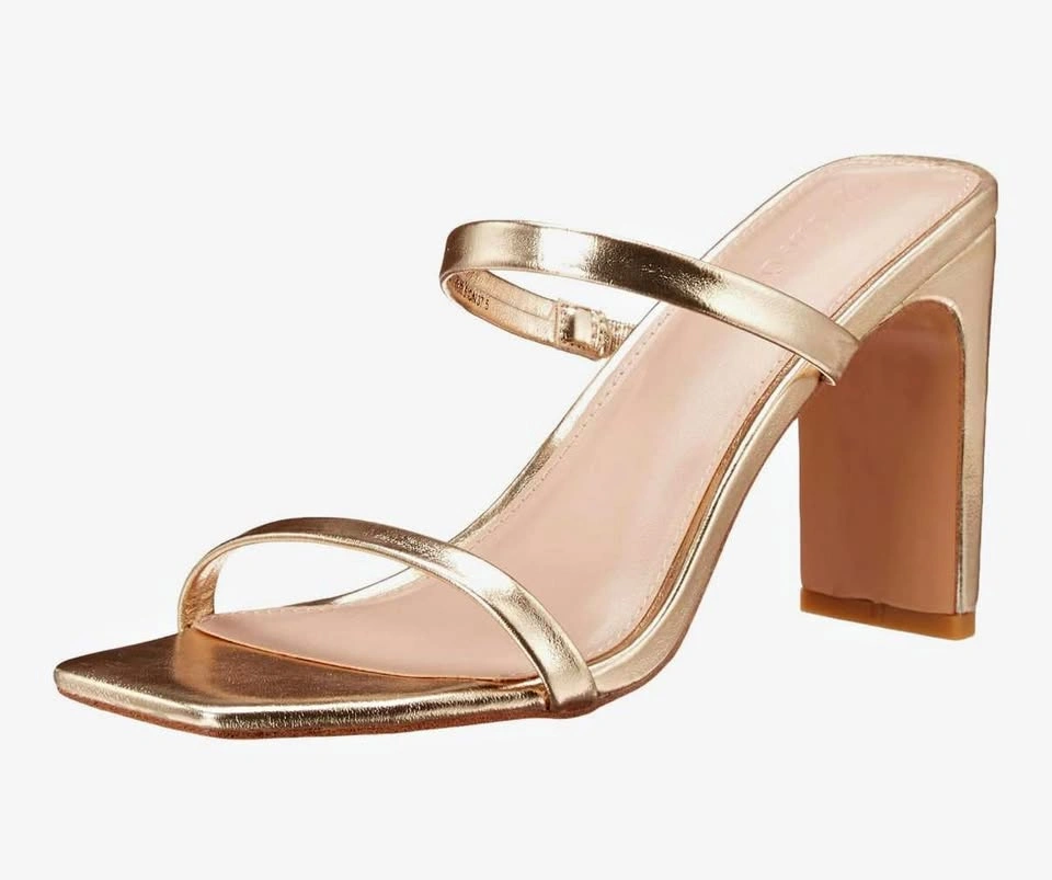 The Drop Avery Size 9 Square Toe Two Strap High Heel Sandals Gol