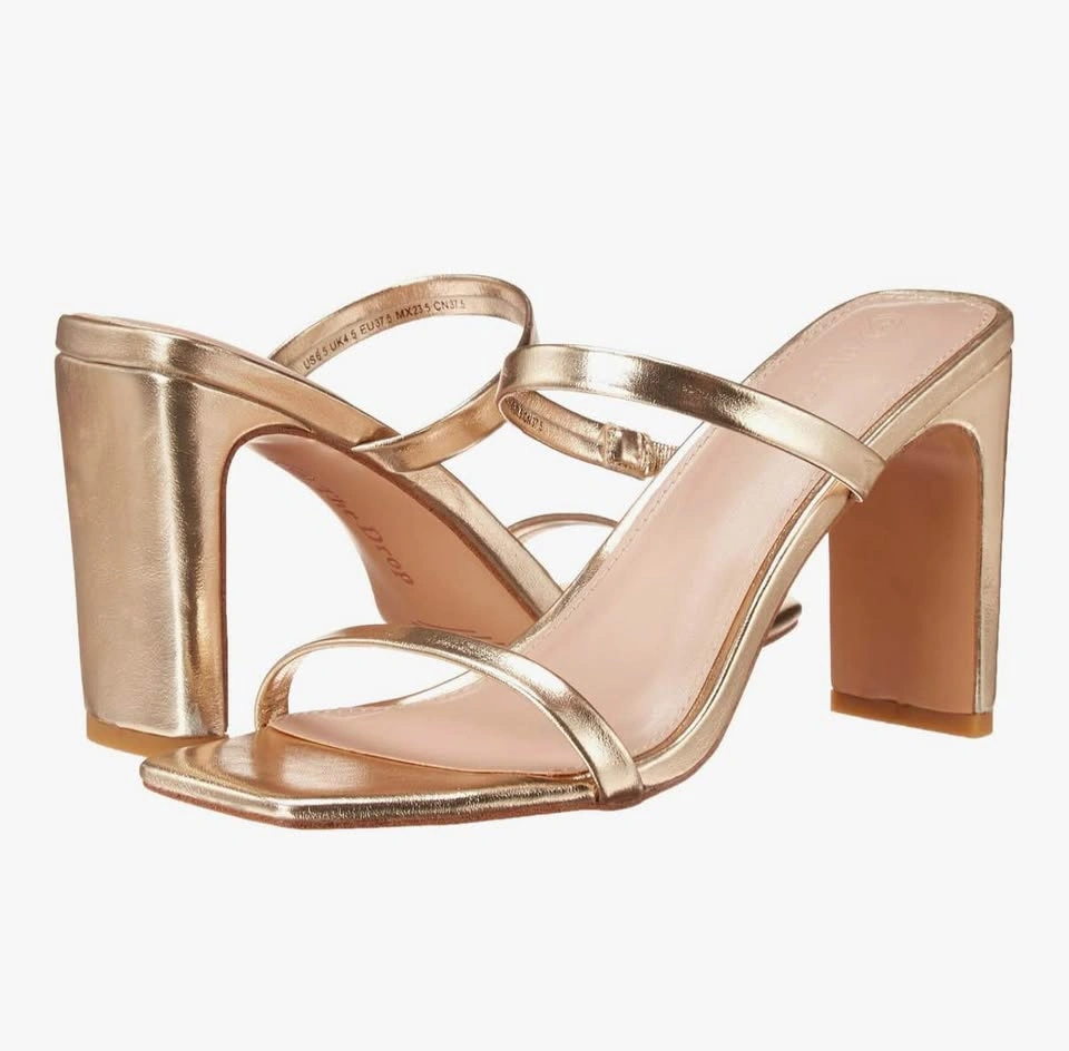 The Drop Avery Size 9 Square Toe Two Strap High Heel Sandals Gol - photo 2
