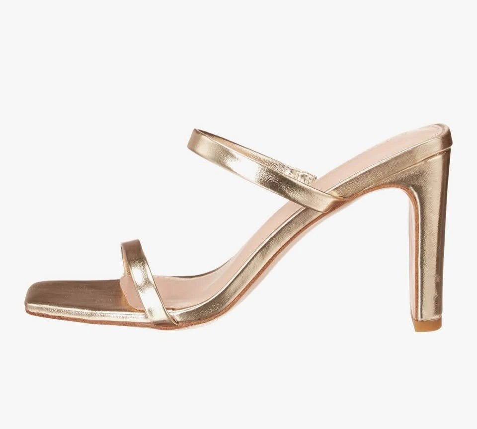 The Drop Avery Size 9 Square Toe Two Strap High Heel Sandals Gol - photo 3