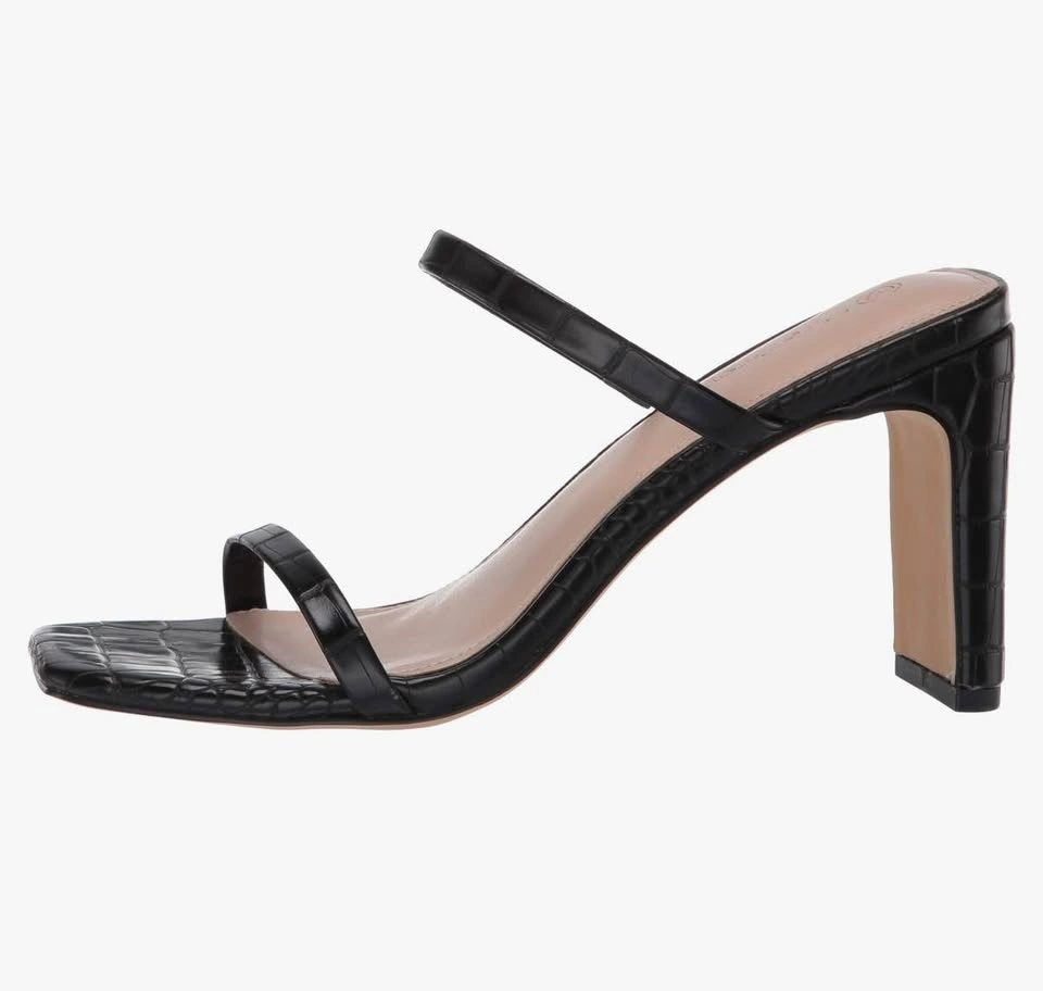The Drop Avery Size 9 Black Croc Embossed Block Heel Sandals - photo 3
