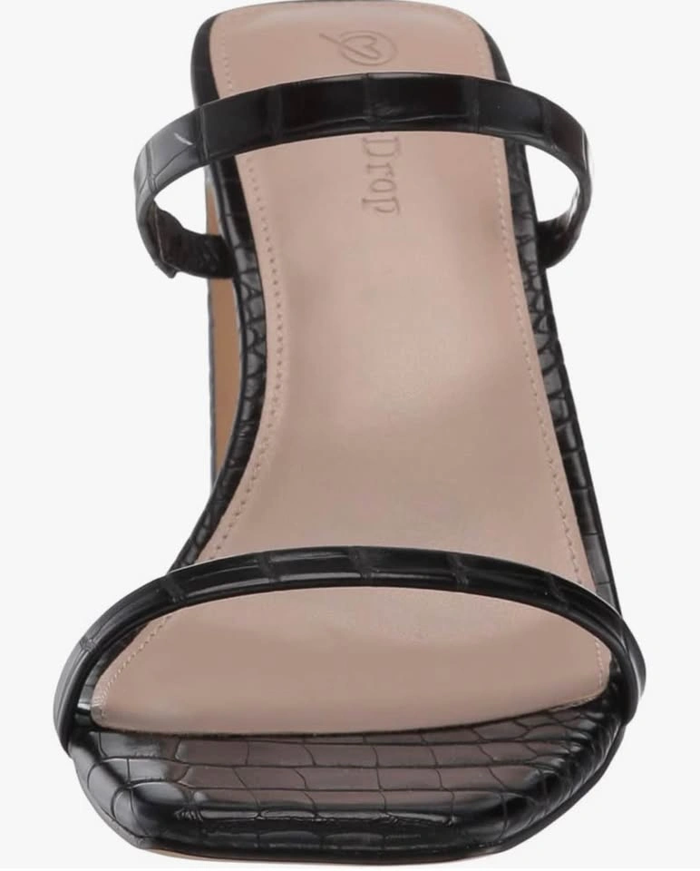 The Drop Avery Size 9 Black Croc Embossed Block Heel Sandals - photo 4