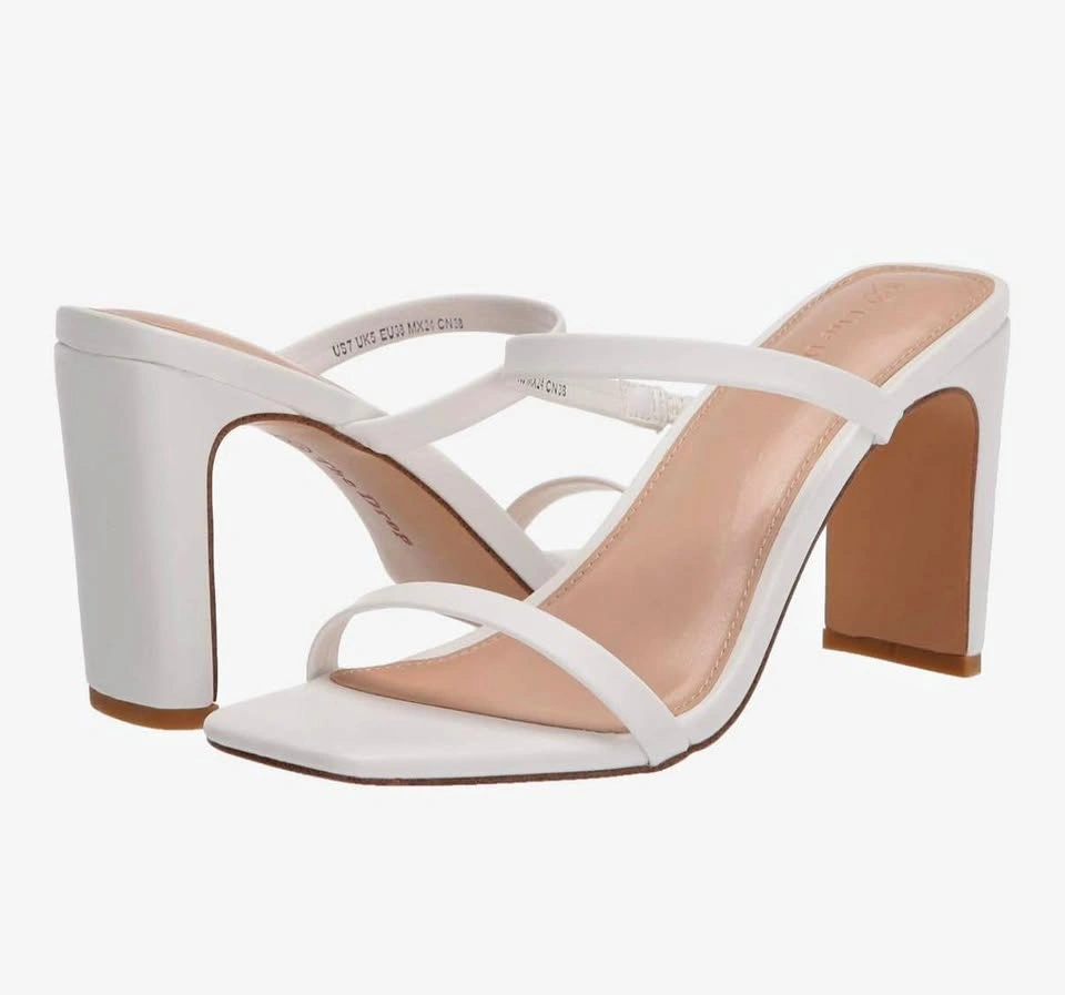 The Drop Avery White Size 6.5 Square Toe Two Strap High Heel San