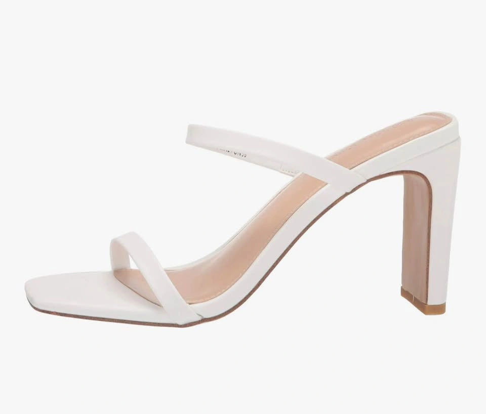 The Drop Avery White Size 6.5 Square Toe Two Strap High Heel San - photo 2
