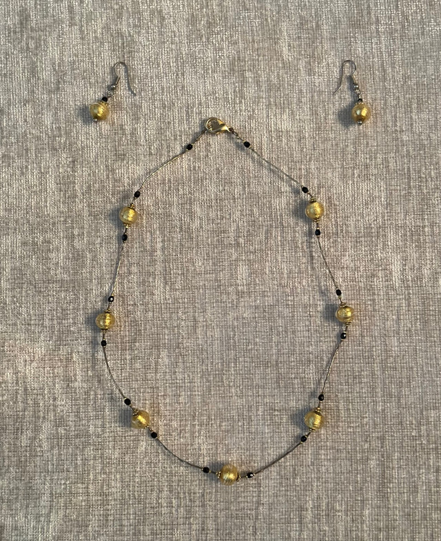 Murano Glass Gold Foil Earrings and Necklace (set)