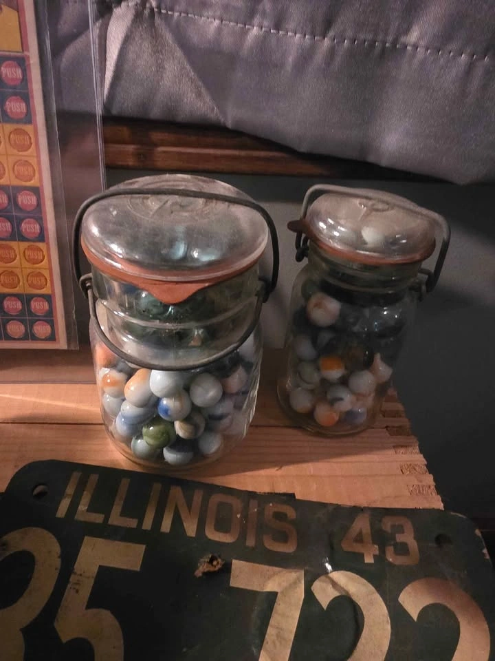 Vintage Lot: Marbles, Goggles, Binoculars, Punch Card, WWII Plat - photo 5